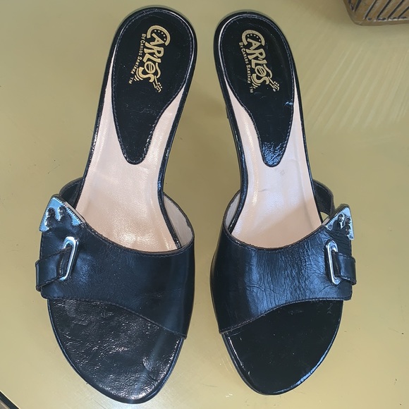 Carlos Black Leather Mule Style Sandal - Picture 2 of 7